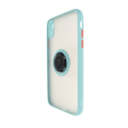 Hard PC Rear / Soft TPU Colorful Border Case with I-ring Holder - LIGHT BLUE for iPhone XR (Only Ground Shipping)