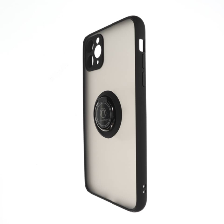 Hard PC Rear / Soft TPU Colorful Border Case with I-ring Holder - BLACK for iPhone 11 Pro Max (Only Ground Shipping)