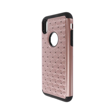 Diamond Rhinestone Dual Layer Hybrid Case - ROSE GOLD for iPhone XR (Only Ground Shipping)