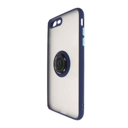 Hard PC Rear / Soft TPU Colorful Border Case with I-ring Holder - NAVY BLUE for iPhone 7G / 8G / SE 2020 (Only Ground Shipping)