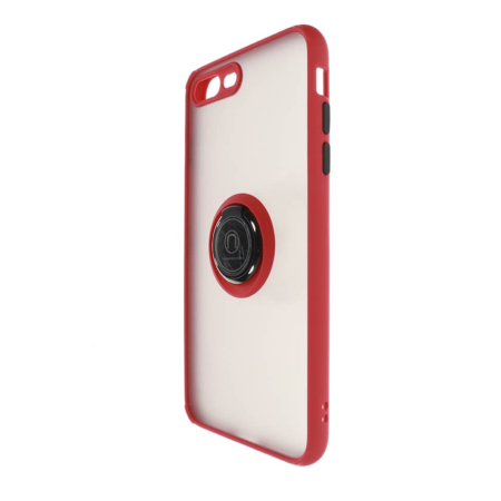 Hard PC Rear / Soft TPU Colorful Border Case with I-ring Holder - RED for iPhone 7G / 8G / SE 2020 (Only Ground Shipping)