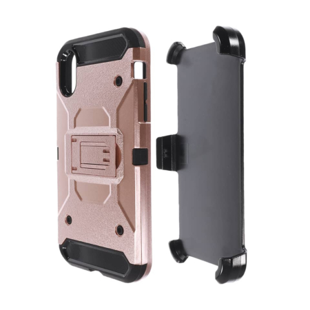 Metallic Rubber Tough Armor Case - ROSE GOLD for iPhone XR (Only Ground Shipping)