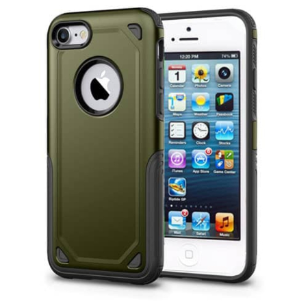 Armor Dual Layer Impact Shockproof Cover - DARK GREEN for iPhone 5SE / 5S / 5G (Only Ground Shipping)