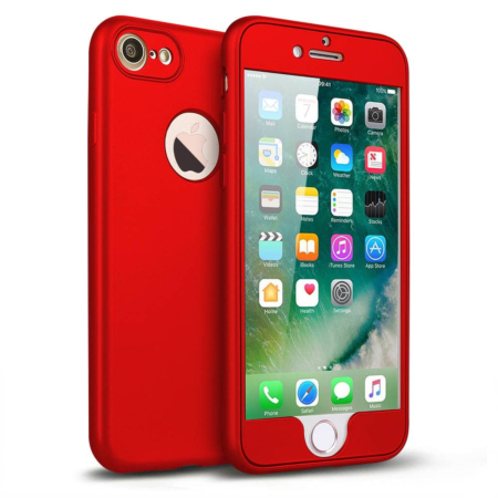 Fully Covering Shockproof Case - RED for iPhone 8P / 7P (Only Ground Shipping)