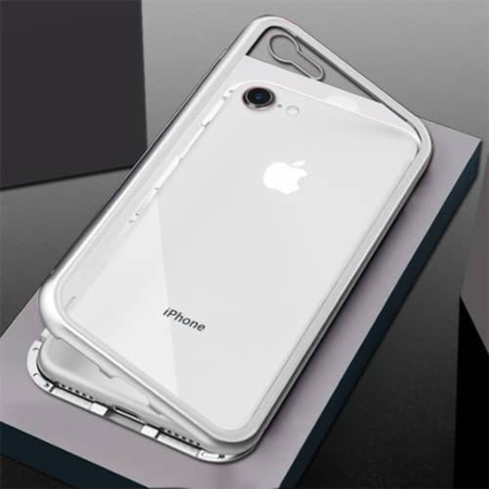 Ultra Slim Magnet Protective Case with Metal Frame - SILVER BORDE for iPhone 8P / 7P (Only Ground Shipping)