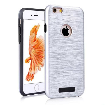 New Hybrid Metal Brushed Case - SILVER for iPhone 8P / 7P (Only Ground Shipping)