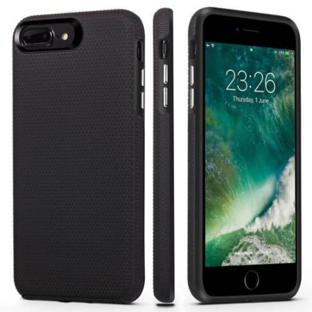 Shock Absorption Protective Dual Layer Case - BLACK for iPhone 8P / 7P / 6SP / 6P (Only Ground Shipping)