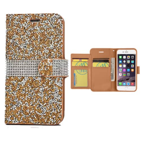 Diamond Crystal Wallet Case - GOLD for iPhone 8P / 7P (Only Ground Shipping)