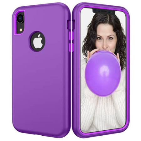 Three Layer Heavy Duty Shockproof Anti-Scratch Protective Case - PURPLE for iPhone XR (Only Ground Shipping)
