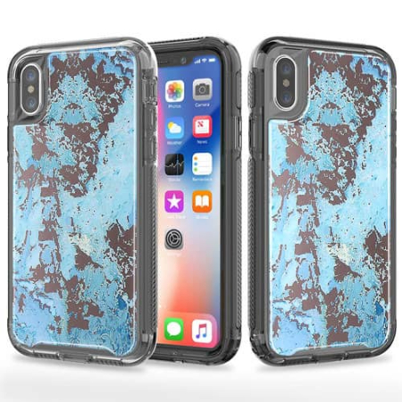 Marble Design BLACK Bumper Shockproof Case - BLUE for iPhone XR (Only Ground Shipping)