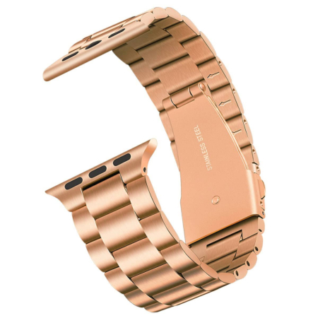 iWatch (42/44/45/49mm) Butterfly Buckle Stainless Steel Wrist Band - ROSE GOLD (Only Ground Shipping)