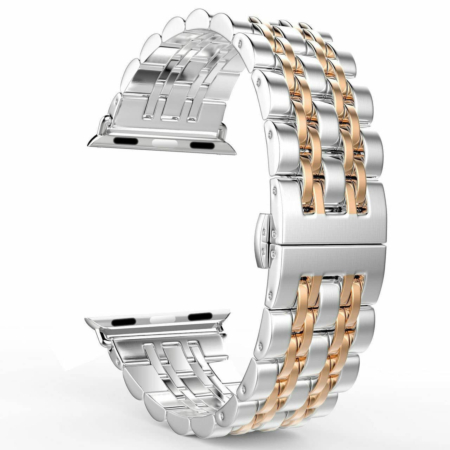 iWatch (42/44/45/49mm) Butterfly Buckle Stainless Steel Wrist Band - ROSE GOLD (Only Ground Shipping)
