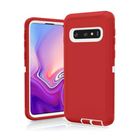 Heavy Duty Case for Galaxy S10+ (RED & WHITE) (Only Ground Shipping)