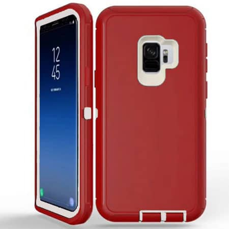 Heavy Duty Case for Galaxy S9 Plus (RED & WHITE) (Only Ground Shipping)