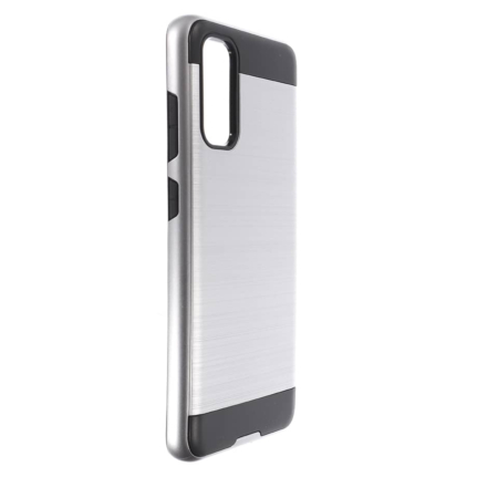 Galaxy S20 Hybrid Metal Brushed Case- SILVER (Only Ground Shipping)