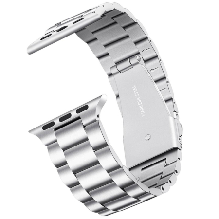 iWatch (38/40/41mm) Butterfly Buckle Stainless Steel Wrist Band - SILVER (Only Ground Shipping)