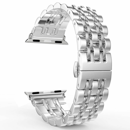iWatch (38/40/41mm) Butterfly Buckle Stainless Steel Wrist Band - SILVER (Only Ground Shipping)