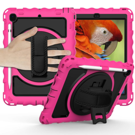 360 Hand Strap Silicone Case - PINK for iPad 5 (2017) / iPad 6 (2018) / Air 1 / 2 / Pro 9.7 (Only Ground Shipping)