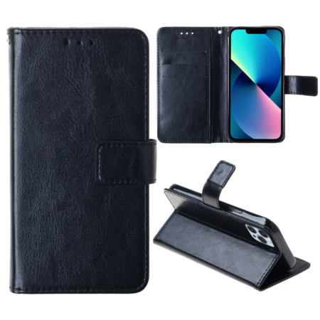 Leather Wallet Case with Card Slot - BLACK for iPhone 12 Pro Max (Only Ground Shipping)