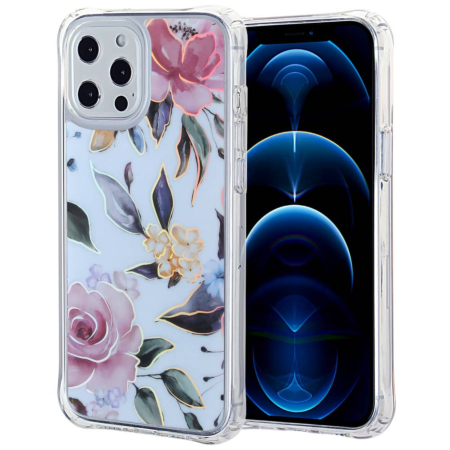 Flower Print Design Hard Clear Case - G104 for iPhone 12 Pro Max (Only Ground Shipping)