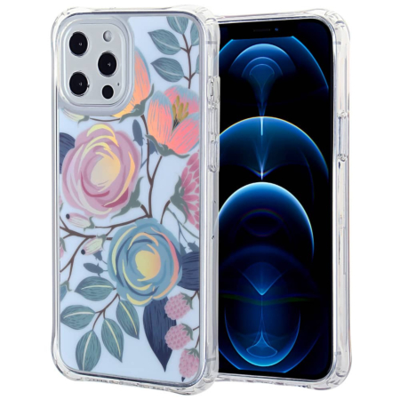 Flower Print Design Hard Clear Case - G105 for iPhone 12 Pro Max (Only Ground Shipping)