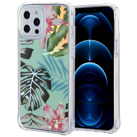 Flower Print Design Hard Clear Case - G98 for iPhone 12 Pro Max (Only Ground Shipping)