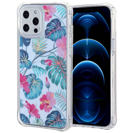 Flower Print Design Hard Clear Case - G99 for iPhone 12 Pro Max (Only Ground Shipping)