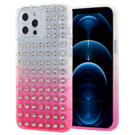Thick TPU Case with Crystals - HOT PINK for iPhone 12 Pro Max (Only Ground Shipping)