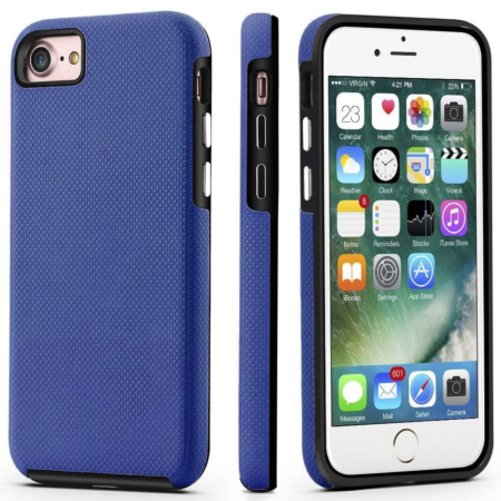Shock Absorption Protective Dual Layer Case - NAVY BLUE for iPhone 7 / 8 (Only Ground Shipping)