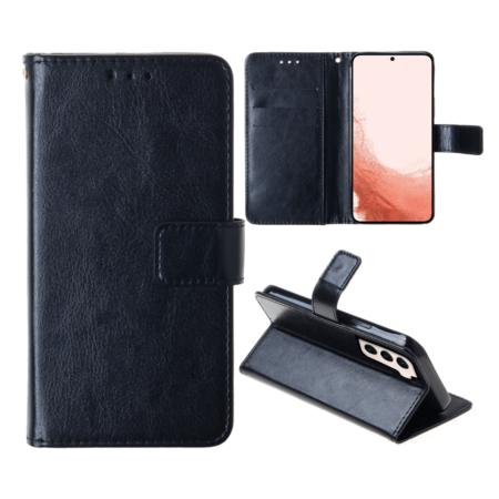 Galaxy S22 Plus Leather Wallet Case with Card Slot - BLACK (Only Ground Shipping)