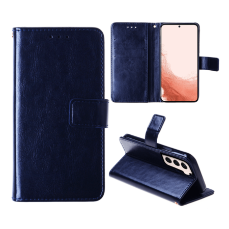 Galaxy S22 Plus Leather Wallet Case with Card Slot - DARK BLUE (Only Ground Shipping)