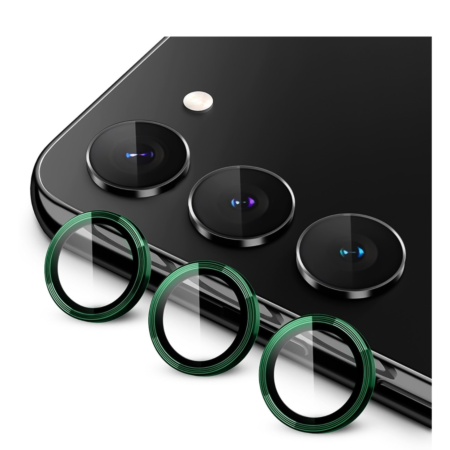 Purchase the metal ring with HD tempered glass for Galaxy S23 and S23 Plus in green.