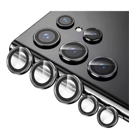 Metal Ring with HD Tempered Glass for Galaxy S23 Ultra (BLACK)