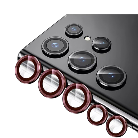 Metal Ring with HD Tempered Glass for Galaxy S23 Ultra (RED)