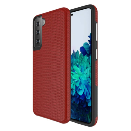 Galaxy S21 Shock Absorption Protective Dual Layer Case - RED (Only Ground Shipping)