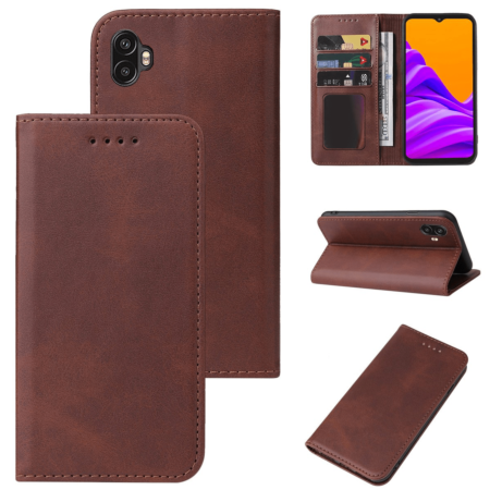 Galaxy X Cover 6 Pro Leather Wallet Case with Card Slot - BROWN (Only Ground Shipping)