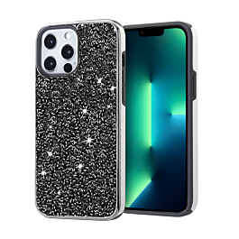 Bling Diamond Dual Layer Protection Case - BLACK for iPhone 13 Pro (Only Ground Shipping)