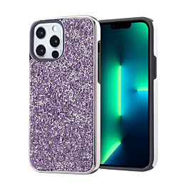 Bling Diamond Dual Layer Protection Case - PURPLE for iPhone 13 Pro (Only Ground Shipping)