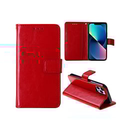 Leather Wallet Case with Card Slot - RED for iPhone 15 (Only Ground Shipping)