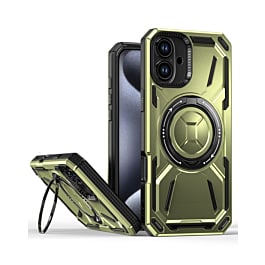 Full-Body Rugged Shockproof Case (GREEN) for iPhone 16 with Built-in Ring Holder (Only Ground Shipping)