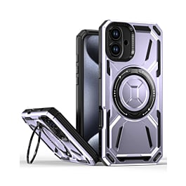 Full-Body Rugged Shockproof Case with Built-in Ring Holder - PURPLE for iPhone 16 (Only Ground Shipping)