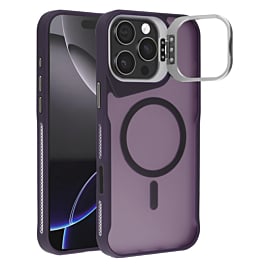 Matte Transparent Camera Stand Case with Wireless Charging for iPhone 16 Pro Max (DARK PURPLE) (Only Ground Shipping)