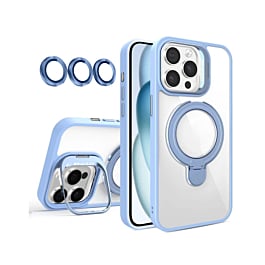 Magnetic Clear Case with 2 Kickstand & Camera Lens - LIGHT BLUE for iPhone 16 Pro (Only Ground Shipping)