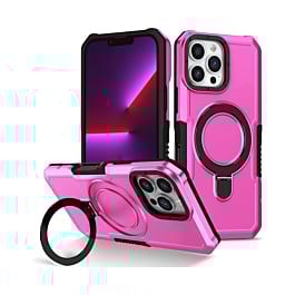 Hard PC Shockproof Case w /Ring Holder - PINK for iPhone 16 Pro Max (Only Ground Shipping)