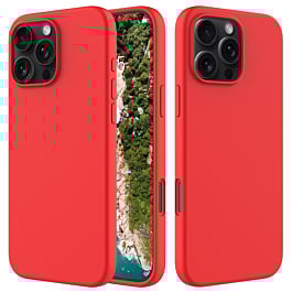 Soft Solid Silicone Case (Full Buttom Cover) - RED for iPhone 16 Pro Max (Only Ground Shipping)