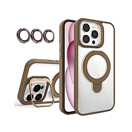 Magnetic Clear Case with 2 Kickstand & Camera Lens - DESERT TITANIUM for iPhone 16 Pro Max (Only Ground Shipping)