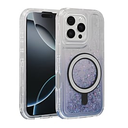 Wireless Charging Protective Glitter Liquid Bumper Case - BLUE for iPhone 16 Pro Max (Only Ground Shipping)