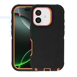 Heavy Duty Case - BLACK & ORANGE for iPhone 17 (Only Ground Shipping)