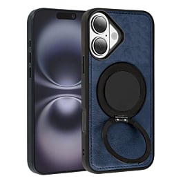 Slim Leather Case with Wireless Charging Kickstand - BLUE for iPhone 17 (Only Ground Shipping)