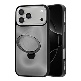 Wireless Charging Case with Built-in Rotating Ring Stand - BLACK  for iPhone 17 Pro (Only Ground Shipping)